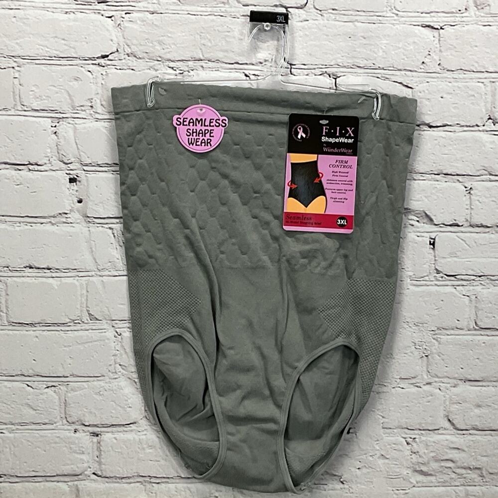 F.I.X. Shapewear by Wunderwear Women's 3X Gray Seamless Hi Waist Shaping Brief